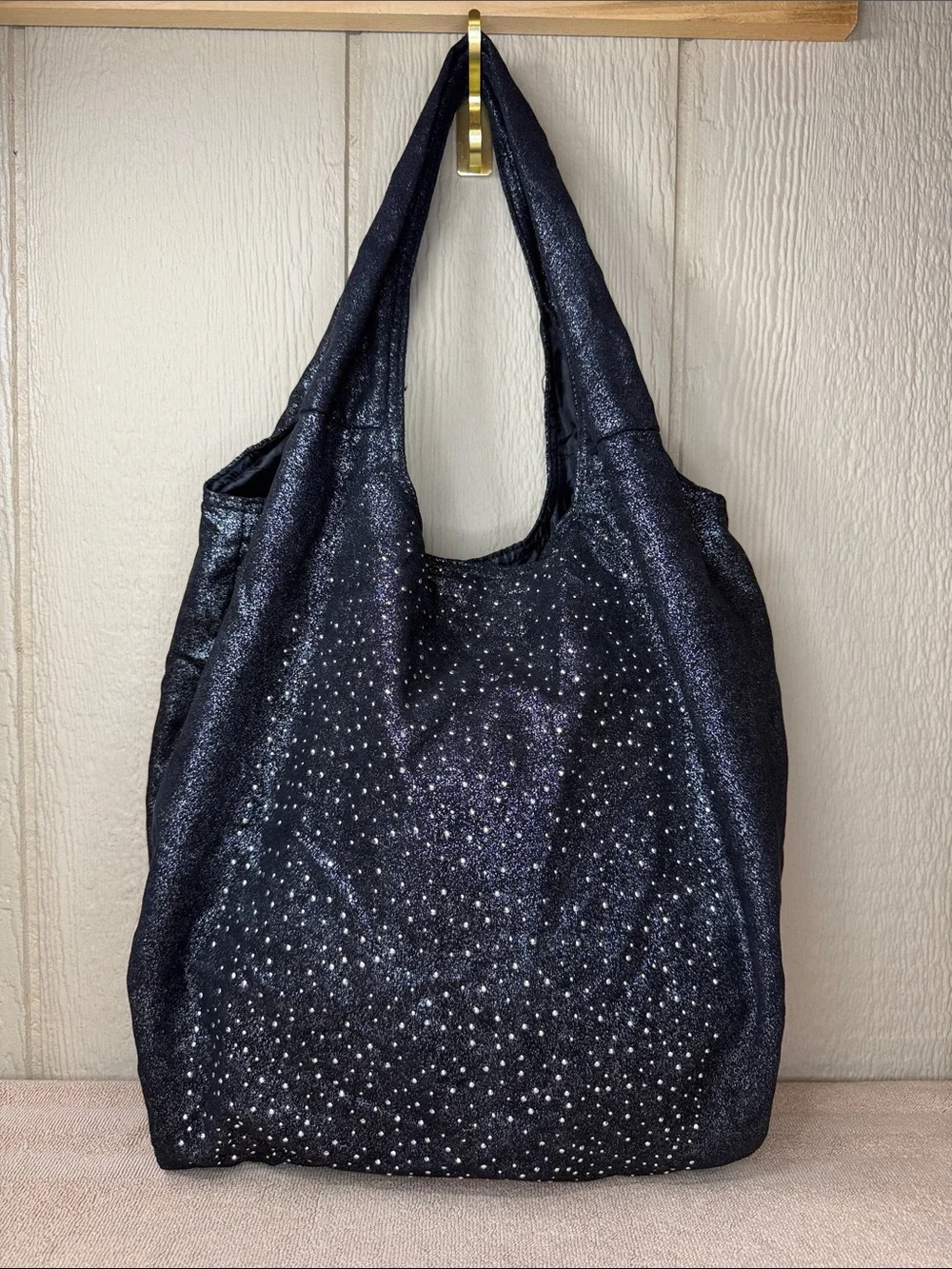 SWEET CAKES Y2K Shimmer Rhinestone Slouchy Hobo Shoulder Bag Starry Night